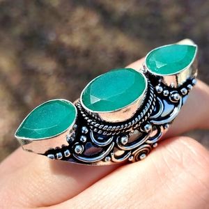 New Emerald 925 Silver Statement Ring.